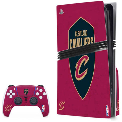 NBA Cleveland Cavaliers Distressed PS5 Pro Disk Bundle Skin