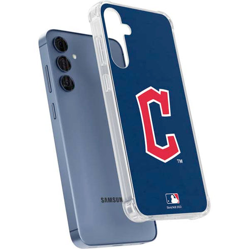 MLB Cleveland Guardians - Solid Distressed Galaxy A35 5G Clear Case
