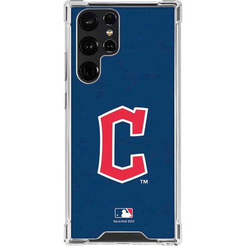 MLB Cleveland Guardians - Solid Distressed Galaxy S23 Ultra Clear Case
