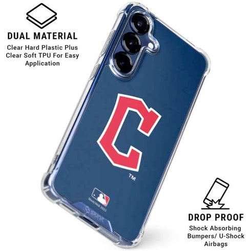 MLB Cleveland Guardians - Solid Distressed Galaxy S25 Clear Case