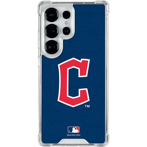 MLB Cleveland Guardians - Solid Distressed Galaxy S25 Ultra Clear Case