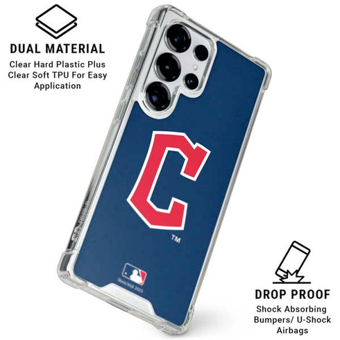 MLB Cleveland Guardians - Solid Distressed Galaxy S25 Ultra Clear Case