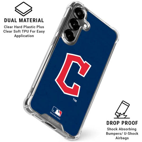 MLB Cleveland Guardians - Solid Distressed Galaxy S26 Clear Case