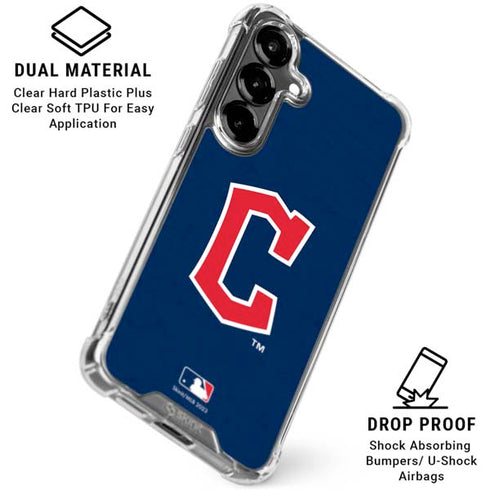 MLB Cleveland Guardians - Solid Distressed Galaxy S26 Plus Clear Case