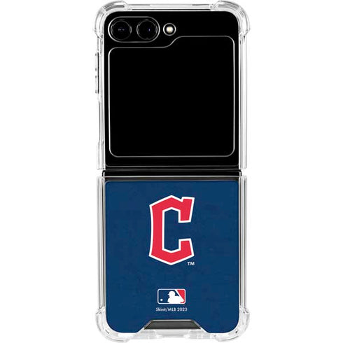 MLB Cleveland Guardians - Solid Distressed Galaxy Z Flip6 Clear Case