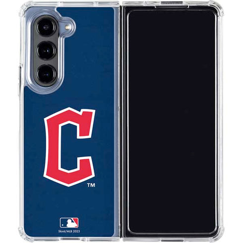 MLB Cleveland Guardians - Solid Distressed Galaxy Z Fold5 5G Clear Case