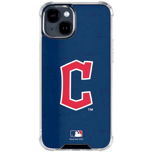 MLB Cleveland Guardians - Solid Distressed iPhone 15 Clear Case