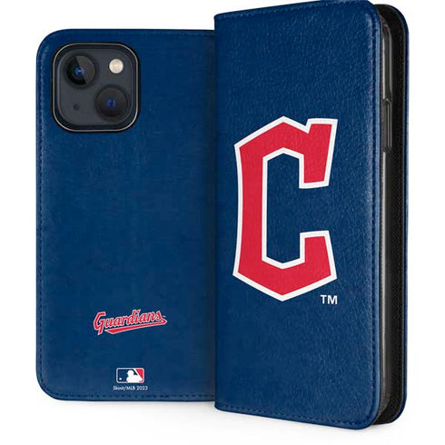 MLB Cleveland Guardians - Solid Distressed iPhone 15 Plus Folio Case