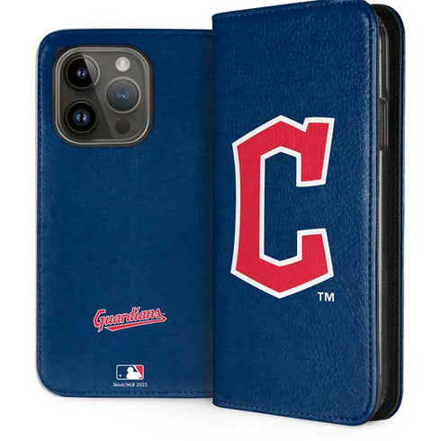 MLB Cleveland Guardians - Solid Distressed iPhone 15 Pro Folio Case