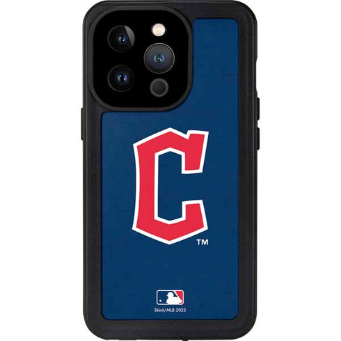 MLB Cleveland Guardians - Solid Distressed iPhone 15 Pro Waterproof Case