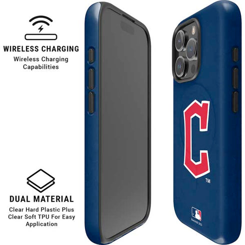 MLB Cleveland Guardians - Solid Distressed iPhone 16 Pro Max Magsafe Impact Case