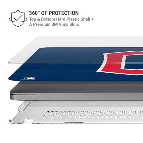 MLB Cleveland Guardians - Solid Distressed MacBook Pro 14in (2021-24) Case plus Skin