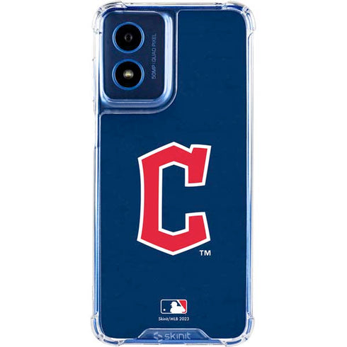 MLB Cleveland Guardians - Solid Distressed Moto G Play 4G (2024) Clear Case