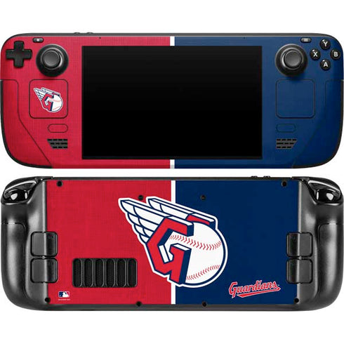 MLB Cleveland Guardians Split Steam Deck Handheld Gaming Computer OLED Skin