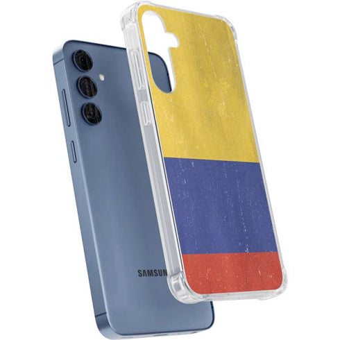 Colombia Flag Distressed Galaxy A55 5G Clear Case