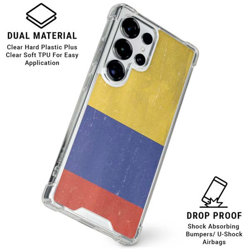 Colombia Flag Distressed Galaxy S26 Ultra Clear Case