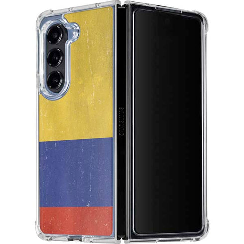 Colombia Flag Distressed Galaxy Z Fold5 5G Clear Case