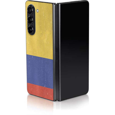 Colombia Flag Distressed Galaxy Z Fold5 5G Skin