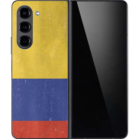 Colombia Flag Distressed Galaxy Z Fold5 5G Skin