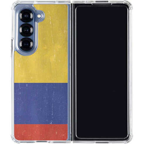 Colombia Flag Distressed Galaxy Z Fold6 Clear Case