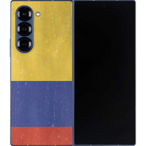 Colombia Flag Distressed Galaxy Z Fold6 Skin