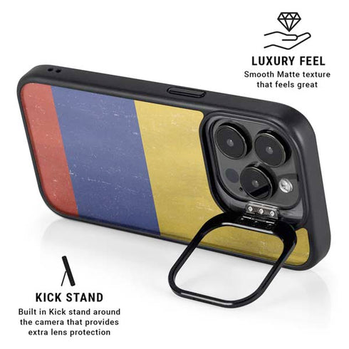 Colombia Flag Distressed iPhone 14 Pro Kickstand Case