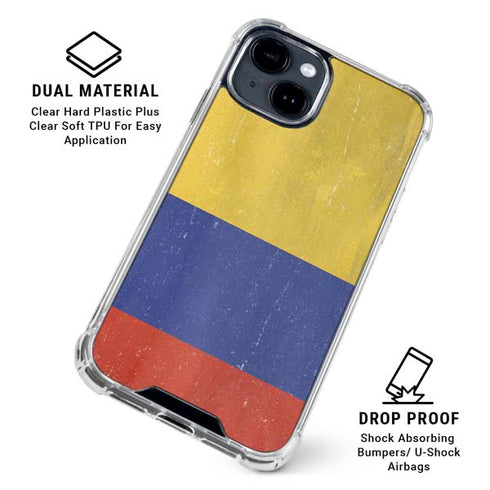 Colombia Flag Distressed iPhone 15 Clear Case