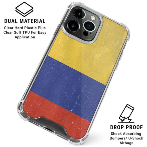 Colombia Flag Distressed iPhone 16 Pro Clear Case