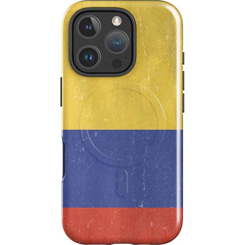 Colombia Flag Distressed iPhone 16 Pro Magsafe Impact Case