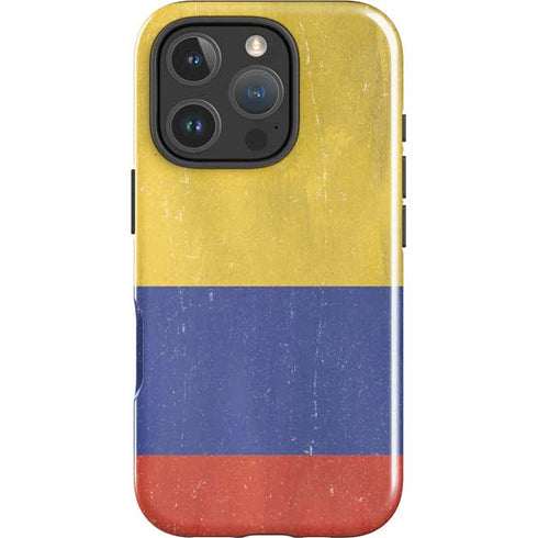 Colombia Flag Distressed iPhone 16 Pro Max Impact Case
