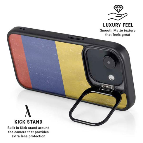 Colombia Flag Distressed iPhone 16e Kickstand Case