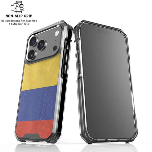Colombia Flag Distressed iPhone 18 Pro Clear Case