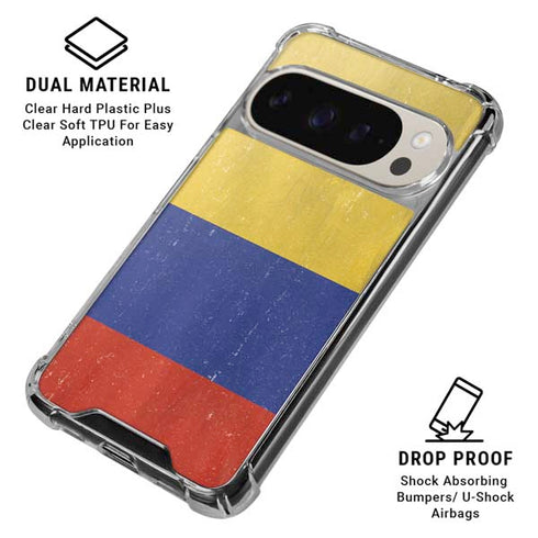 Colombia Flag Distressed Pixel 9 Pro XL Clear Case