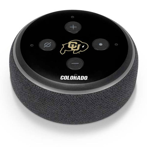 University of Colorado CU Logo on Black Amazon Echo Dot Skin