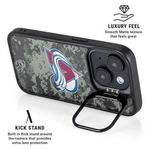 NHL Colorado Avalanche Camo iPhone 15 Kickstand Case