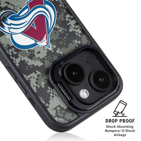 NHL Colorado Avalanche Camo iPhone 15 Kickstand Case