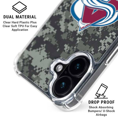 NHL Colorado Avalanche Camo iPhone 16 Plus Clear Case