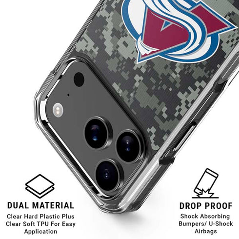 NHL Colorado Avalanche Camo iPhone 18 Pro Clear Case