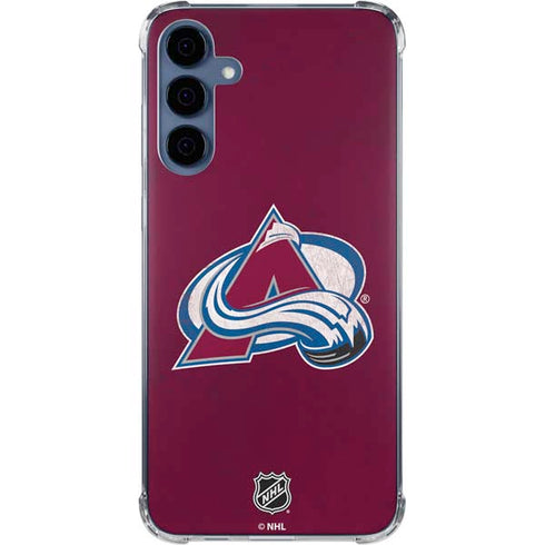 NHL Colorado Avalanche Distressed Galaxy A55 5G Clear Case