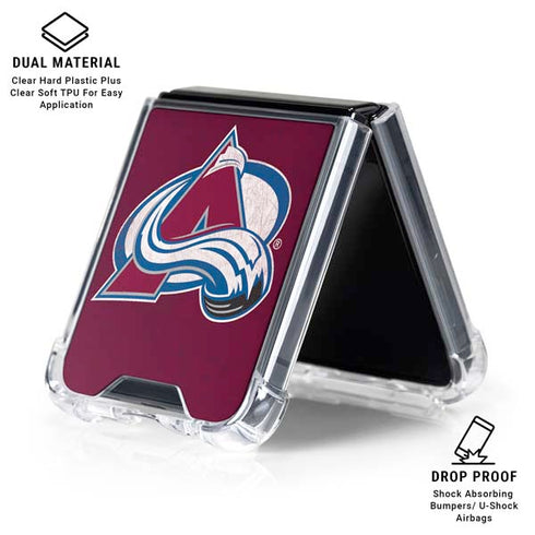 NHL Colorado Avalanche Distressed Galaxy Z Flip7 Clear Case