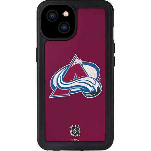 NHL Colorado Avalanche Distressed iPhone 15 Plus Waterproof Case
