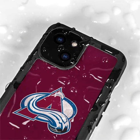 NHL Colorado Avalanche Distressed iPhone 15 Plus Waterproof Case