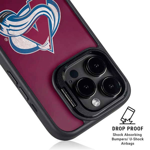 NHL Colorado Avalanche Distressed iPhone 15 Pro Max Kickstand Case