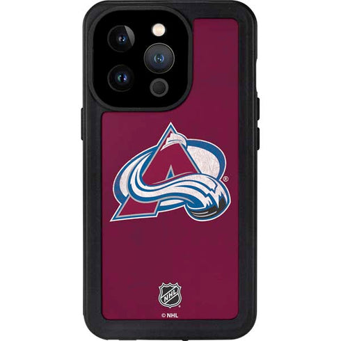 NHL Colorado Avalanche Distressed iPhone 15 Pro Waterproof Case