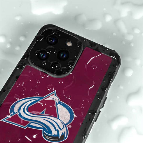 NHL Colorado Avalanche Distressed iPhone 15 Pro Waterproof Case