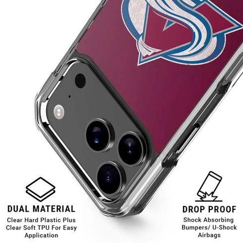 NHL Colorado Avalanche Distressed iPhone 17 Pro Max Clear Case