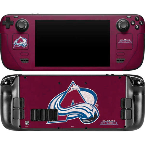 NHL Colorado Avalanche Distressed Steam Deck Handheld Gaming Computer Skin