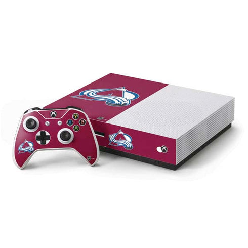 NHL Colorado Avalanche Solid Background Xbox One S Console and Controller Bundle Skin