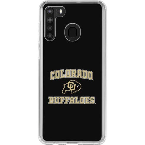 University of Colorado CU Logo on Gold Galaxy A21 Clear Case