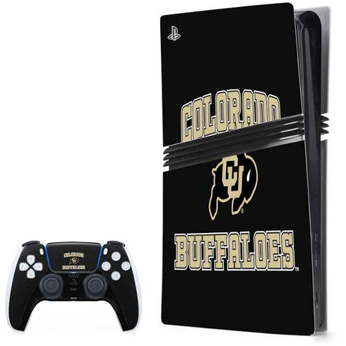University of Colorado CU Logo on Gold PS5 Pro Bundle Skin